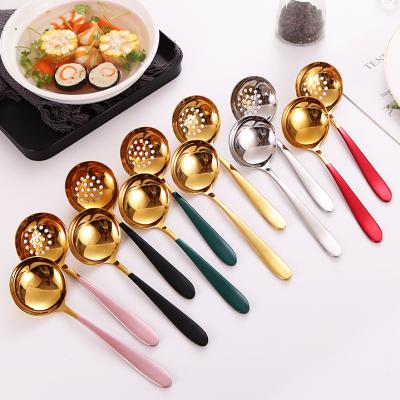 China Viable Crescent Pot Spoon 304 Stainless Steel Soup Spoon Thickened Hot Public Leakage Public Spoon for sale