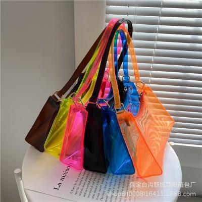 China Fashion Wholesale Small Bags Women Handbags 2021 Summer New Style Korean Version Fashion PVC One-Shoulder Armpit Chain Casual Bag for sale