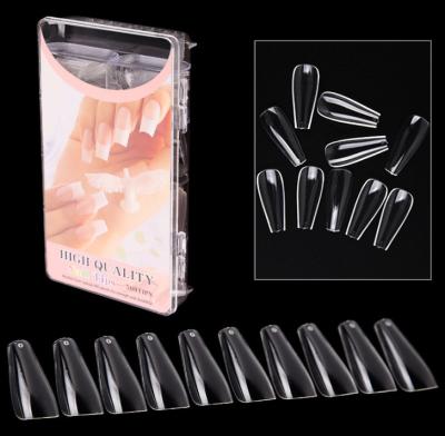 China New T Shape Coffin Flexibility Full Cover Fake Nail 500pcs Clear / Natural Fake Nail Art Tips for sale