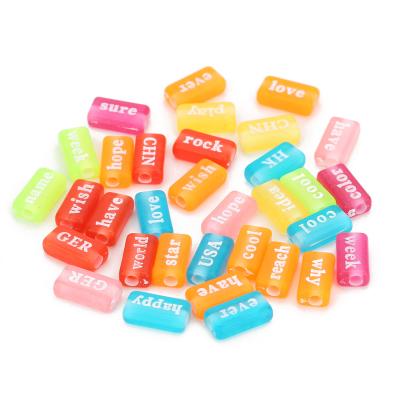 China Jewelry Making Amazon Hot Selling Rectangular Acrylic Beads With Mixed Letters Loose Beads Plastic Beads DIY Jewelry Accessories for sale