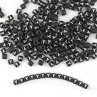 China Jewelry Making Acrylic Square Letter Beads 26 Black English Letter Big Hole Beads Loose Beads DIY Jewelry Accessories for sale