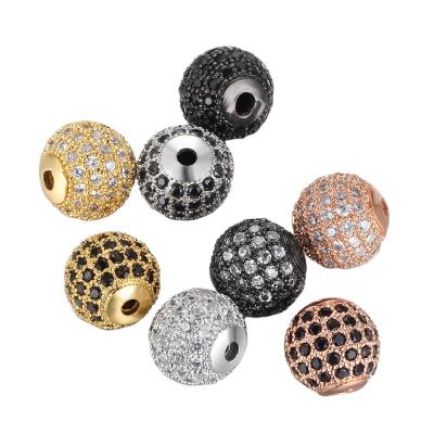 China Black Crystal 4mm 6mm 8mm 10mm Micro 12mm Pave Round Bracelet DIY Accessory Loose Zirconia Beads Beads for sale