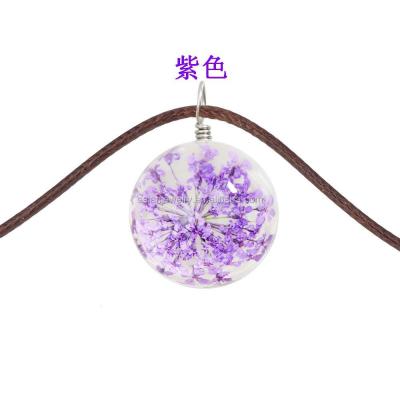 China Real Crystal Glass Necklace Mini Bottle Greenhouse Pendant Necklace Flower Dry Birthday for sale