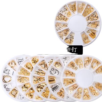 China 3d Nail Art DIY Decoration Nail Art Jewelry Rose Gold Japanese Hollow Alloy Disc Nail Decoration Rivet Jewelry for sale