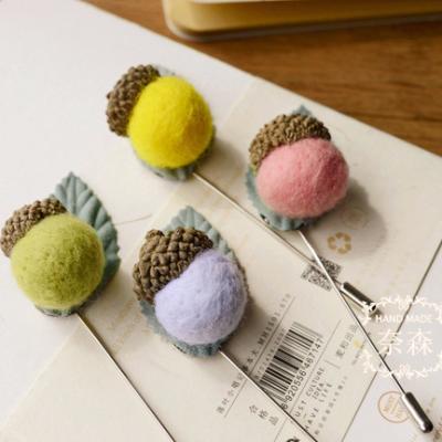 China Creative Original Nesson New ALLOY Mori Wool Felt Oak Fruit Brooch Collar Needle 4 Colors in xz57 for sale