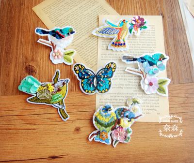 China ALLOY Nesson Creative Senator hand-embroidered sequin bird butterfly brooch pin beaded patch 6 in xz78 for sale