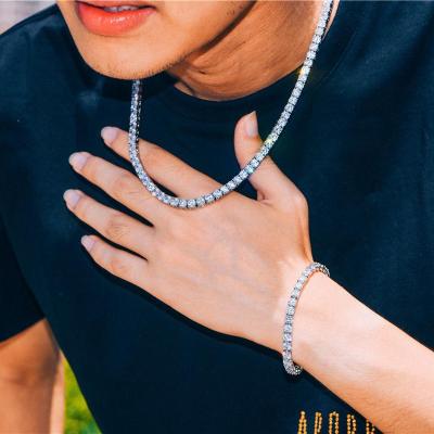 China Hiphop Hiphop Style Moissanite Diamond Vvs Lab 1 925 Sterling Silver Tennis Chain Link Chain for sale