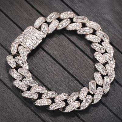 China Wholesale Hiphop factory produce iced out sterling silver cuban link chain moissanite bracelets for sale