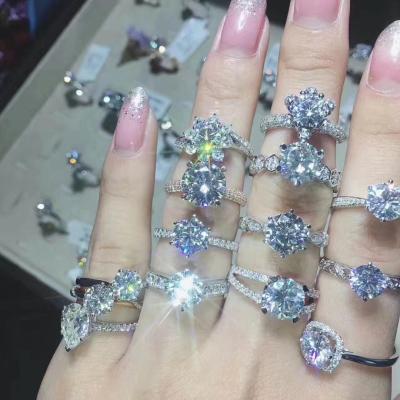 China CLASSIC One Diamond Moissanite Rings 925 Sterling Silver Women Rings for sale