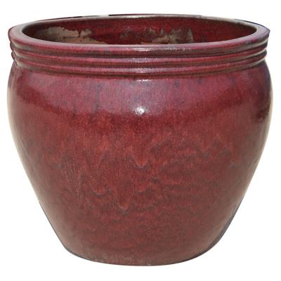 China New Europe Style Ceramic Outdoor Pots Triple Circle Flower Pot Ceramic Glazed Outdoor Pot for sale