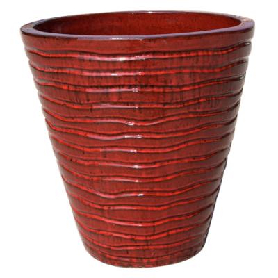 China Europe Factory Price Cheap Ceramic Flower Pots Glazed Frost Resistant Curve Outdoor Planter for sale