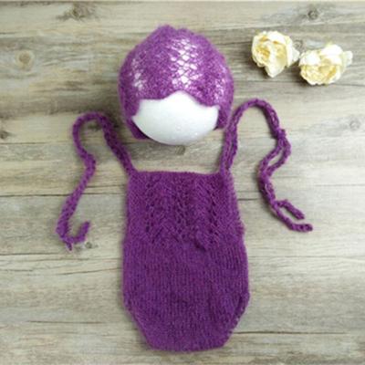 China Breathable newborn props, baby mohair romper for photo props, high quality handmade crochet sweater clothes dress for newborn props for sale