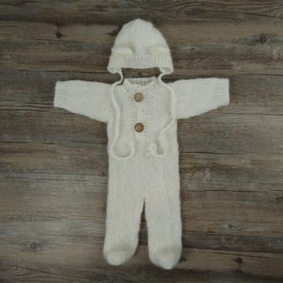 China Breathable newborn jumpsuit jumpsuit clothes dress with hat, baby crochet mohair romper wool dress for photo newborn props for sale