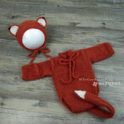 China Other Fox mohair romper and hat photography prop handmade newborn baby prop for sale