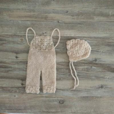 China Handmade sustainable pattern newborn mohair shell pants with hat, baby mohair bodysuits for newborn photo props for sale