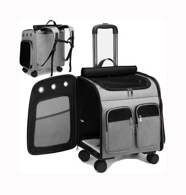 China Durable Removable Rolling Wheeled Pet Carrier Carrier Trolley Backpack For For Small Dogs Cats Puppies for sale