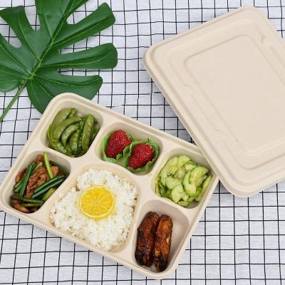 China Bento Lunch Box Disposable Wheat Biodegradable Straw Paper Lunch Box with Lid for sale