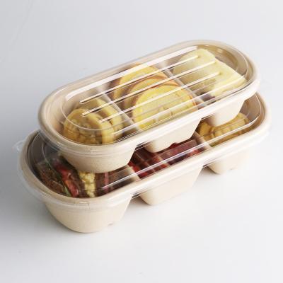 China Microwave Disposable Disposable Lunch Box Sugar Cane Containers Compartment Paper Food Bowl for sale