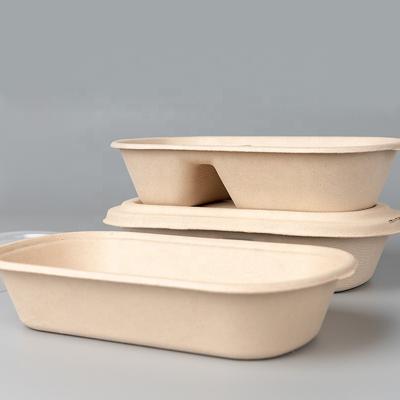 China Biodegradable Paper Plates Round Oval Bamboo Lunch Disposable Biodegradable Paper Box for sale