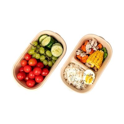 China Biodegradable Paper Lunch Box 2 Compartment Box Disposable Lunch Box Container for sale