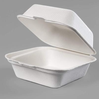 China 6x6inch 125pcs Biodegradable Microwaveable Disposable Take Out Food Containers With Clamshell for sale