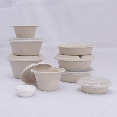 China Lid Biodegradable Bowl Disposable Sugar Cane Paper Food Container With Handle Jual Lunch Box Paper for sale