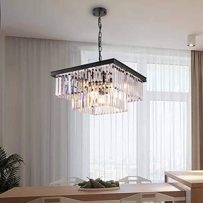 China New Light Decoration Luxury Bead Rectangle Led Rectangle Modern Crystal Chandelier Lighting For Dining for sale