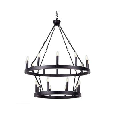 China Modern Industrial Black Wheel Dining Room Chandeliers Luxury Pendant Bedroom Chandelier for sale