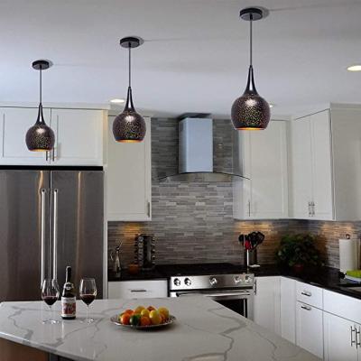 China Beautiful Retro Industrial Restaurant Pendant Lights Black Creative Hollow Chandeliers Squash Restaurant Pendant Lamps Kitchen Lighting for sale