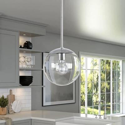 China Beautiful Glass Pendant Lights Gold Globe Glass Ball Pendant Lamp Nordic Clear Dining Room Kitchen Hanging Lamp Hanging Decor Fixtures for sale