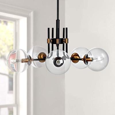 China Nordic Beautiful Hot Seller Retro Iron Chandelier Glass Around Art Clear Kitchen Globe Shade Pendant Light for sale