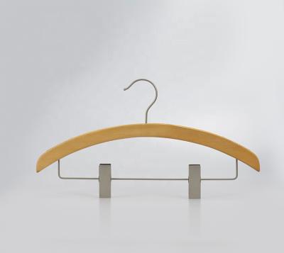 China CLASSIC Moon Shape Wooden Hanger With Clips For Fashion Brands for sale