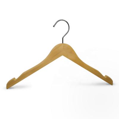 China Customization Personalized Natural Wood Hangers For Womens Cloths Clothes Non Slip Notches for sale