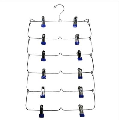 China Modern Wholesale 6 Tier Metal Pants Hangers With Clips Space Saving For Closet for sale