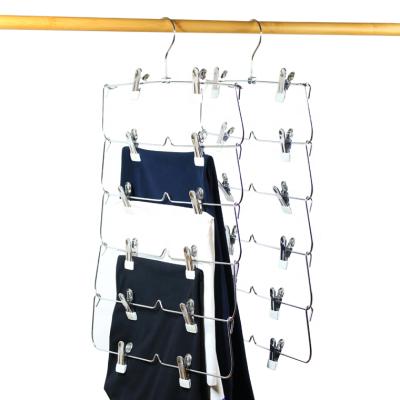 China Modern Wholesale 6 Layer Metal Clips Pants Hanger for sale