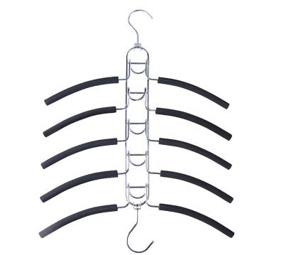 China Sapce Save Space Saving 5 Layers Metal Cothes Anti-Slip Foam Padded Foldable Clothes Hanger for sale