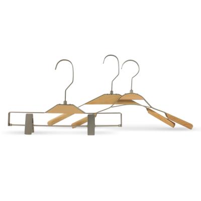 China CLASSIC Multi-Function Metal WoodHanger Pants Metal Hanger Metal Skirt Hanger With Clip for sale