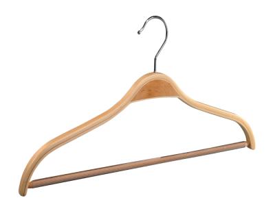 China SHOW Laminated Wood Shirt Hanger With Non-slips Sleeve Round Bar for sale