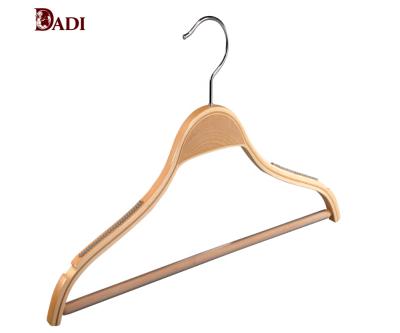 China SHOW Laminated Wood Shirt Hanger With Non-slips Sleeve for sale