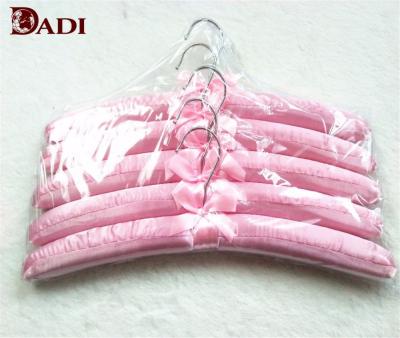 China Soft Touch Cheap Fabric Clothes Satin Hangers With Bow Tie for sale