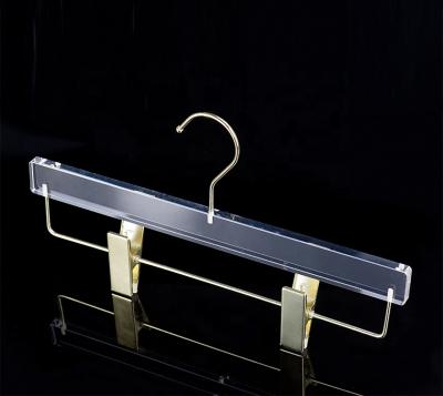 China SHOW Clear Acrylic Panty Hanger with Gold Clips for sale