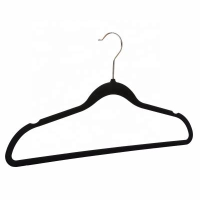 China CLASSIC Hot Sales Non Slip Black Velvet Multifunctional Cheap Coat Hangers for sale