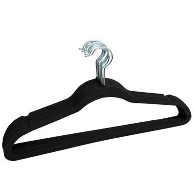 China Wholesale Cheap Amazon CLASSIC Non Slip Velvet Black Coat Hangers for sale