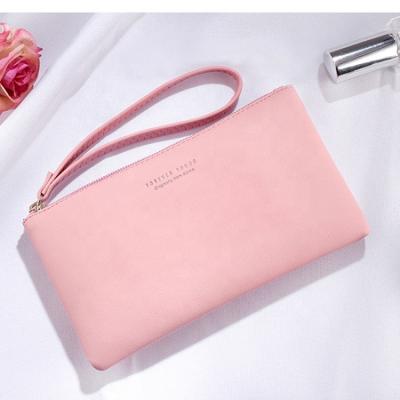 China Wholesale Waterproof Large Capacity Long Zipper Leather Wallet With Strap Wrist For Women for sale