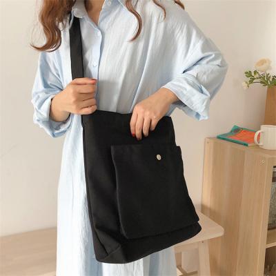 China Solid Color Cotton Shopping Bag Canvas Eco Friendly Reusable Foldable Shoulder Bag Tote Bag With Pocket for sale