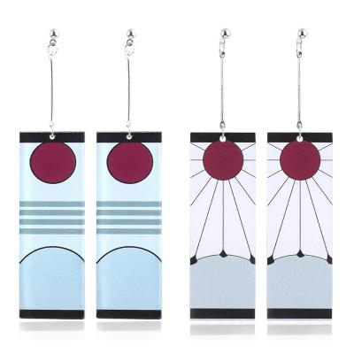 China New Promotion Christmas Gift Style Anime Demon Slayer Kimetsu No Yaiba Kamado Tanjirou Acrylic Earrings for sale