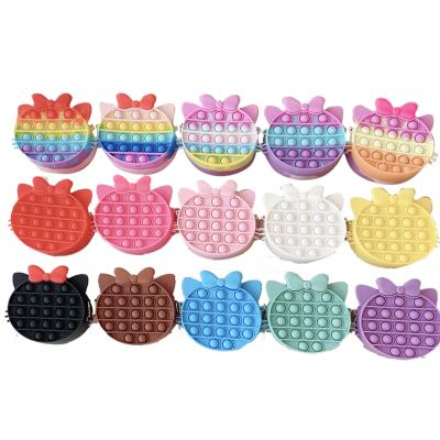 China Promotion Christmas Gift Push Bubble Noise Stir Toddlers Sensory Toy Bag Coin Purse Silicone Mini Crossbody Shoulder Wallet For Kids Lady Girl for sale