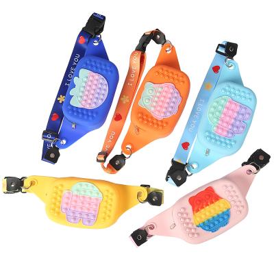 China Promotion Christmas Gift Poping Busy Person Toy Silicone Cross - Body Waist Bag Stress Reliever Push Bubble Coin Purse Sensory Messenger Belt Bag for sale