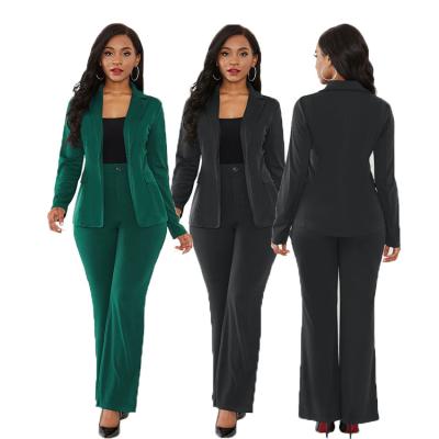 China Anti-Wrinkle Fashion Design Ladies Business Office Ladies Short Blazer Women's Two Piece Suits Conjuntos De Pantalon for sale