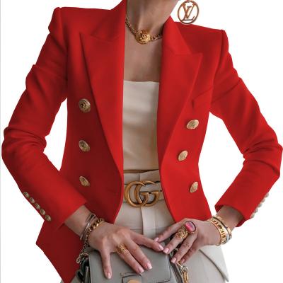 China Anti-wrinkle Ladies Fashion Short Women's Coat Casual Solid Color Long Sleeve Button Blazers Mujer Femme Suit For Women for sale